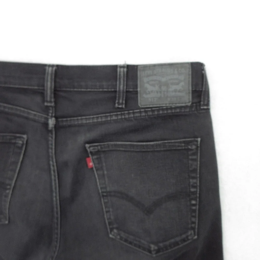 Levis 512 Jeans Mens 38x33 Black Charcoal Slim Taper Fit Stretch Denim Pants